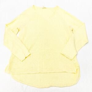 Eileen Fisher Yellow 100% Linen Knit Sweater Long Sleeve Tunic Size Medium